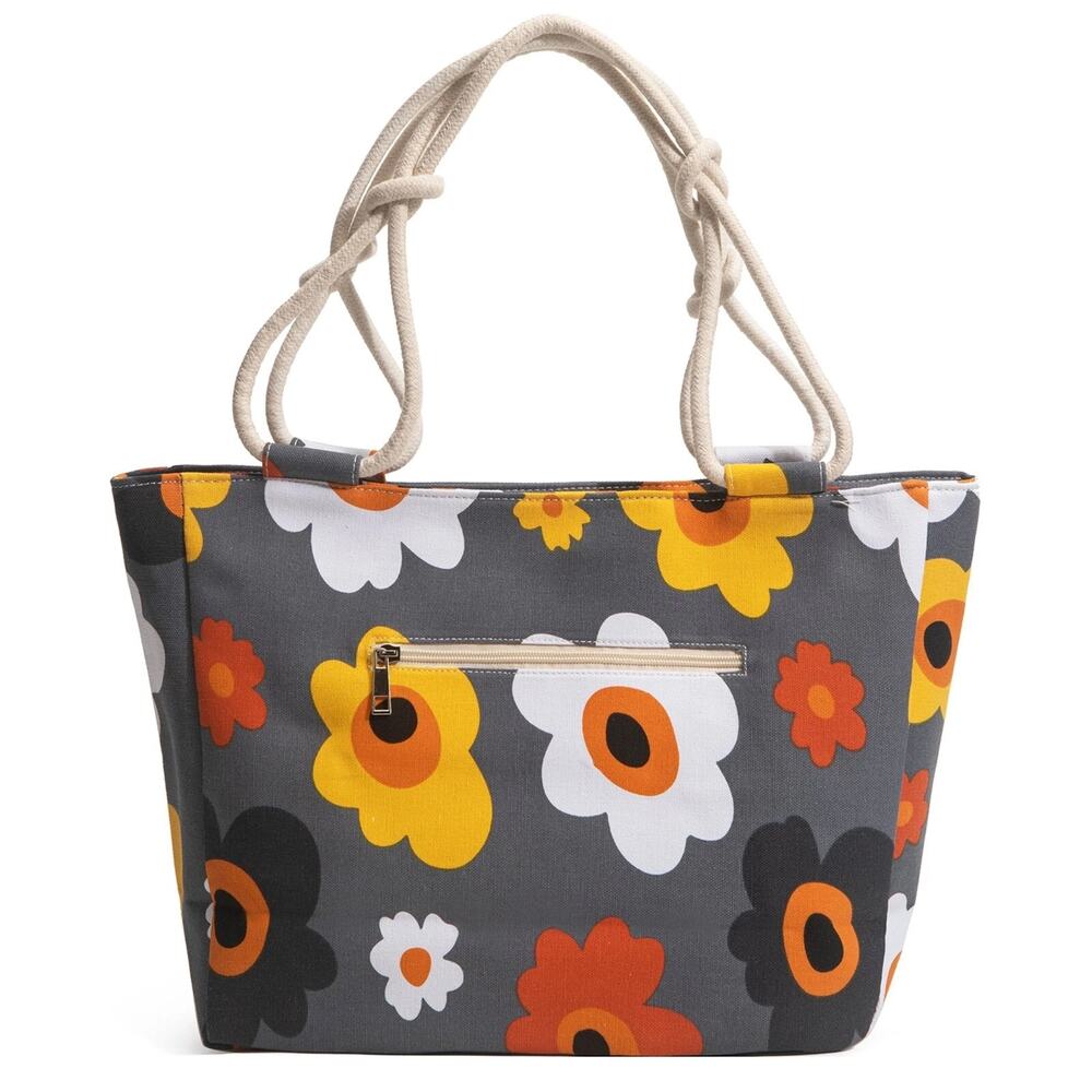 Farmhouse Is My Style Womens Canvas Floral Gray Tote Hand Bag Purse Retro BoHo